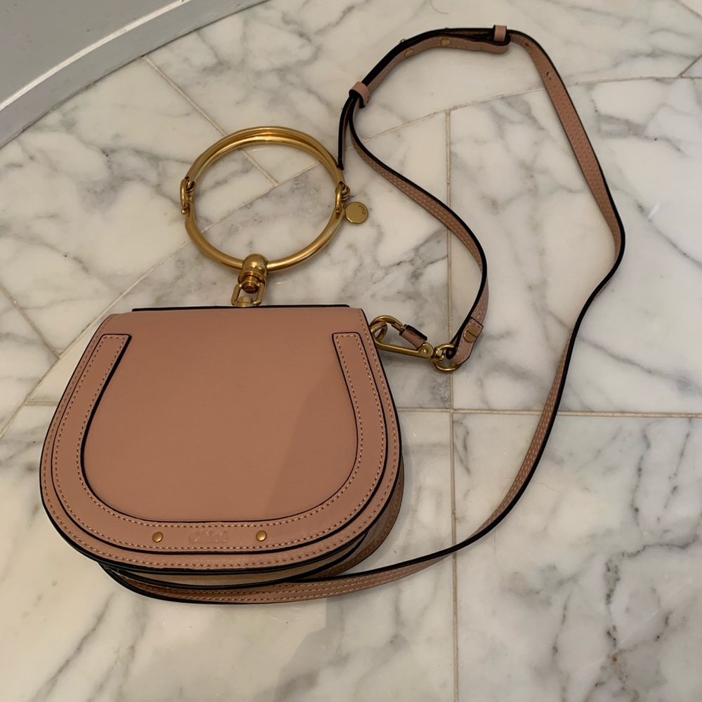 Chloe Pink Crossbody Bag with Gold Accents
